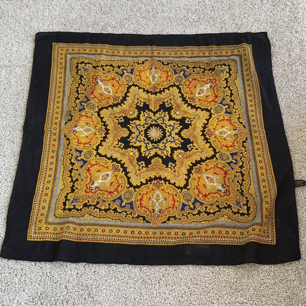 Square Scarf Womens One Size Multicolor Wool Paisley Baroque Made In Italy